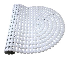 Luxury Oval Bath And Shower Mat With Pear Shape Diamond Design, 27" X 15" - Elegant White, AntI-Slip Pvc