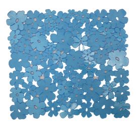 Floral Pvc Sink Mat Protector Scratch Free For Stainles Steel And Porcelain Sinks Table Mat Can Be Cut To Fit Size 11.5" X 10.5" Blue