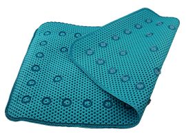 Bath And Shower Soft Waffle Cushioned Texture Non Slip Bathmat 27.5" X 16" With Suction Cups Turquoise