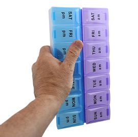 Jumbo Extra Large 9" X 4.75" Pill Organizer 7 Day 2 Times A Day Weekly Pill Box Am Pm Pill Case