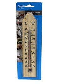 Classic Design Wood Indoor Wall Thermometer With Double Scales Fahrenheit And Celsius