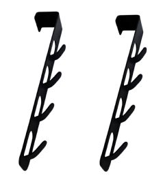 Set Of 2 Space Saving Metal Over The Door Hook Closet Storage Utility Multi Purpose Storage System Black