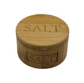 Natural Bamboo Salt Cellar With Swivel Locking Magnetic Lid Kitchen Organizer Bakers Salt Pincher (7 Ounce)