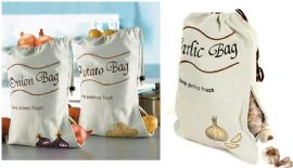 3 Pack Onion Potato & Garlic Storage Bags Keeps Fresher Longer Drawstring Closure Side Zipper Blackout Interior