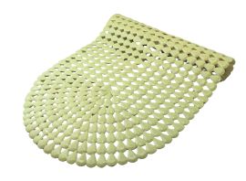 Oval Bath And Shower Mat With Pear Shape Diamond Design, 27" X 15" - AntI-Slip Pvc Beige