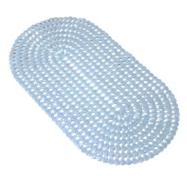 Oval Bath And Shower Mat With Pear Shape Diamond Design, 27" X 15" - AntI-Slip Pvc Lt Blue