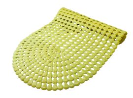 Oval Bath And Shower Mat With Pear Shape Diamond Design, 27" X 15" - AntI-Slip Pvc Yellow