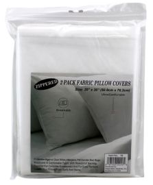 2 Pack Breathable NoN-Woven Zippered Fabric Pillow Protector Covers - Encasing 20" X 30" Pillows For Standard And Queen Size