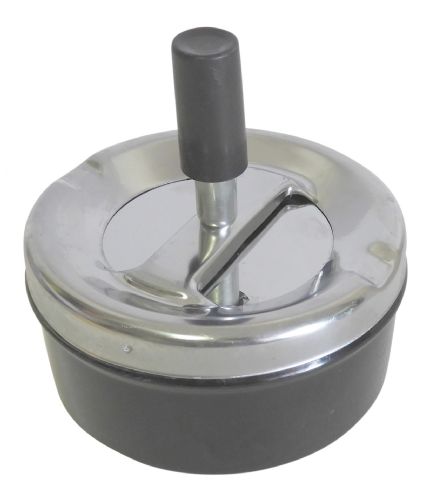 Wholesale Round Push Down Ashtray With Spinning Tray Black