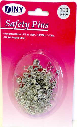 Wholesale 100 piece Assorted Sizes Nickel Plated Steel Safety Pins