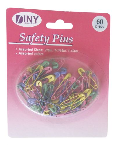 Wholesale 60 Assorted Sizes and Colors Safety Pins