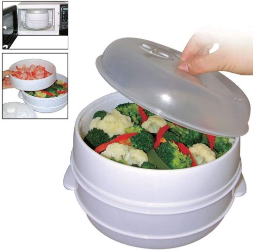 Wholesale 2 Tier Microwave Steamer Healthy Cooking Quick Fast Vegetables, Fish, Shellfish Oil Free Cooker