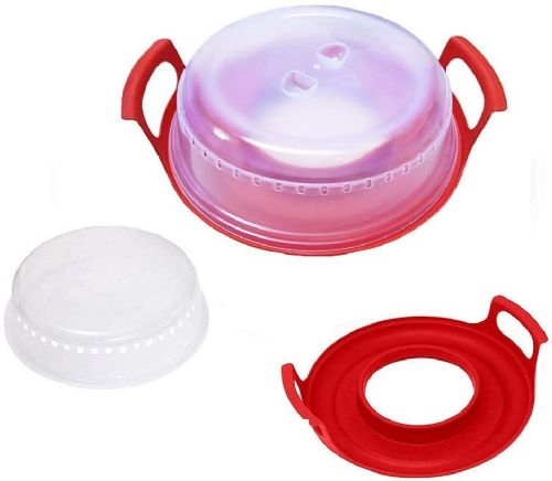 Wholesale Set Of 2 Microwave Plate Covers With Adjustable Steam Vents And Plate Caddy Set