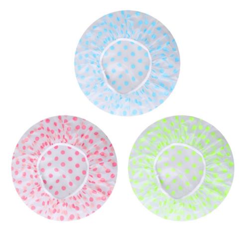 Wholesale 3-Pack Unisex Reusable Waterproof Shower Caps Elastic, Washable, MultI-Use