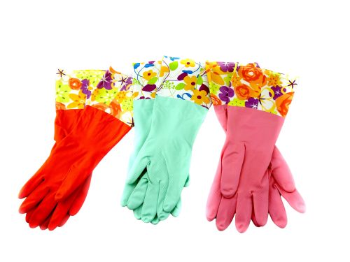 Wholesale Decorative Boutique Latex Cleaning Dishwashing Gloves With Fancy Cuff