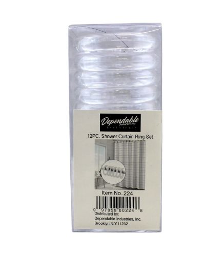 Wholesale Clear Shower Curtain Hooks 12 Pack Fits All Standard Size Shower Rods